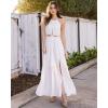 imageBTFBM Women Halter Summer Dresses 2025 Sleeveless Cutout Backless Slit Boho Party Cocktail Casual Maxi Beach Sun DressSolid White