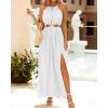 imageBTFBM Women Halter Summer Dresses 2025 Sleeveless Cutout Backless Slit Boho Party Cocktail Casual Maxi Beach Sun DressSolid White