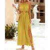 imageBTFBM Women Halter Summer Dresses 2025 Sleeveless Cutout Backless Slit Boho Party Cocktail Casual Maxi Beach Sun DressSolid Yellow