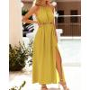 imageBTFBM Women Halter Summer Dresses 2025 Sleeveless Cutout Backless Slit Boho Party Cocktail Casual Maxi Beach Sun DressSolid Yellow
