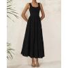 imageBTFBM Women Summer Eyelet Midi Dresses Casual Spring 2025 Sleeveless A Line Flowy Vacation Beach Wedding Guest Sun DressBlack