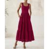 imageBTFBM Women Summer Eyelet Midi Dresses Casual Spring 2025 Sleeveless A Line Flowy Vacation Beach Wedding Guest Sun DressJujube Red