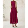 imageBTFBM Women Summer Eyelet Midi Dresses Casual Spring 2025 Sleeveless A Line Flowy Vacation Beach Wedding Guest Sun DressJujube Red