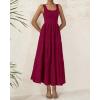 imageBTFBM Women Summer Eyelet Midi Dresses Casual Spring 2025 Sleeveless A Line Flowy Vacation Beach Wedding Guest Sun DressJujube Red
