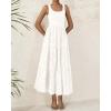 imageBTFBM Women Summer Eyelet Midi Dresses Casual Spring 2025 Sleeveless A Line Flowy Vacation Beach Wedding Guest Sun DressWhite