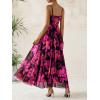 imageBTFBM Women Summer Floral Maxi Dresses Elegant Spaghetti Strap Dress Printed Party Dress Beach Long DressesFloral Black Rose Red