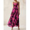 imageBTFBM Women Summer Floral Maxi Dresses Elegant Spaghetti Strap Dress Printed Party Dress Beach Long DressesFloral Black Rose Red