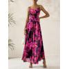 imageBTFBM Women Summer Floral Maxi Dresses Elegant Spaghetti Strap Dress Printed Party Dress Beach Long DressesFloral Black Rose Red
