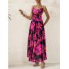 imageBTFBM Women Summer Floral Maxi Dresses Elegant Spaghetti Strap Dress Printed Party Dress Beach Long DressesFloral Black Rose Red