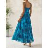 imageBTFBM Women Summer Floral Maxi Dresses Elegant Spaghetti Strap Dress Printed Party Dress Beach Long DressesFloral Blue Green