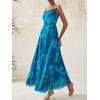 imageBTFBM Women Summer Floral Maxi Dresses Elegant Spaghetti Strap Dress Printed Party Dress Beach Long DressesFloral Blue Green