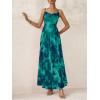 imageBTFBM Women Summer Floral Maxi Dresses Elegant Spaghetti Strap Dress Printed Party Dress Beach Long DressesFloral Lake Blue