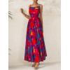 imageBTFBM Women Summer Floral Maxi Dresses Elegant Spaghetti Strap Dress Printed Party Dress Beach Long DressesFloral Navy Red Flower
