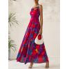 imageBTFBM Women Summer Floral Maxi Dresses Elegant Spaghetti Strap Dress Printed Party Dress Beach Long DressesFloral Navy Red Flower