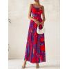 imageBTFBM Women Summer Floral Maxi Dresses Elegant Spaghetti Strap Dress Printed Party Dress Beach Long DressesFloral Navy Red Flower