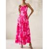 imageBTFBM Women Summer Floral Maxi Dresses Elegant Spaghetti Strap Dress Printed Party Dress Beach Long DressesFloral Pink