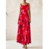 imageBTFBM Women Summer Floral Maxi Dresses Elegant Spaghetti Strap Dress Printed Party Dress Beach Long DressesFloral Red