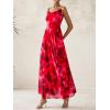 imageBTFBM Women Summer Floral Maxi Dresses Elegant Spaghetti Strap Dress Printed Party Dress Beach Long DressesFloral Red