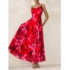 imageBTFBM Women Summer Floral Maxi Dresses Elegant Spaghetti Strap Dress Printed Party Dress Beach Long DressesFloral Red