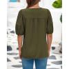imageBTFBM Womens Lace Puff Sleeve Tops 2025 Summer V Neck Casual Button Down Shirts Loose Dressy Work Business Blouse TopArmy Green