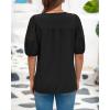 imageBTFBM Womens Lace Puff Sleeve Tops 2025 Summer V Neck Casual Button Down Shirts Loose Dressy Work Business Blouse TopBlack