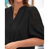 imageBTFBM Womens Lace Puff Sleeve Tops 2025 Summer V Neck Casual Button Down Shirts Loose Dressy Work Business Blouse TopBlack