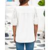imageBTFBM Womens Lace Puff Sleeve Tops 2025 Summer V Neck Casual Button Down Shirts Loose Dressy Work Business Blouse TopWhite