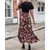 imageBTFBM Womens Maxi Summer Dresses 2025 Short Sleeve V Neck Boho Floral Print Belted High Low Ruffle Party Cocktail DressFloral Black Brown