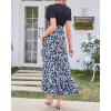 imageBTFBM Womens Maxi Summer Dresses 2025 Short Sleeve V Neck Boho Floral Print Belted High Low Ruffle Party Cocktail DressFloral White Blue