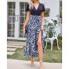 imageBTFBM Womens Maxi Summer Dresses 2025 Short Sleeve V Neck Boho Floral Print Belted High Low Ruffle Party Cocktail DressFloral White Blue