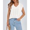 imageBTFBM Womens Oversized Sweater Vest 2025 Summer V Neck Casual Sleeveless Sweaters Loose Cable Knit Pullover TopsBeige White