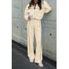 imageBTFBM Womens Two Piece Tracksuit Fall 2025 Long Sleeve Zip Up Sweatshirt Long Pants Outfits Jogger Sweatsuit SetsSolid Apricot