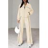 imageBTFBM Womens Two Piece Tracksuit Fall 2025 Long Sleeve Zip Up Sweatshirt Long Pants Outfits Jogger Sweatsuit SetsSolid Apricot