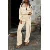 imageBTFBM Womens Two Piece Tracksuit Fall 2025 Long Sleeve Zip Up Sweatshirt Long Pants Outfits Jogger Sweatsuit SetsSolid Apricot