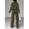 imageBTFBM Womens Two Piece Tracksuit Fall 2025 Long Sleeve Zip Up Sweatshirt Long Pants Outfits Jogger Sweatsuit SetsSolid Army Green