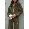 imageBTFBM Womens Two Piece Tracksuit Fall 2025 Long Sleeve Zip Up Sweatshirt Long Pants Outfits Jogger Sweatsuit SetsSolid Army Green