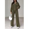 imageBTFBM Womens Two Piece Tracksuit Fall 2025 Long Sleeve Zip Up Sweatshirt Long Pants Outfits Jogger Sweatsuit SetsSolid Army Green