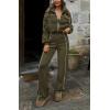 imageBTFBM Womens Two Piece Tracksuit Fall 2025 Long Sleeve Zip Up Sweatshirt Long Pants Outfits Jogger Sweatsuit SetsSolid Army Green