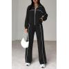 imageBTFBM Womens Two Piece Tracksuit Fall 2025 Long Sleeve Zip Up Sweatshirt Long Pants Outfits Jogger Sweatsuit SetsSolid Black