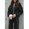 imageBTFBM Womens Two Piece Tracksuit Fall 2025 Long Sleeve Zip Up Sweatshirt Long Pants Outfits Jogger Sweatsuit SetsSolid Black