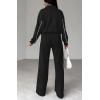 imageBTFBM Womens Two Piece Tracksuit Fall 2025 Long Sleeve Zip Up Sweatshirt Long Pants Outfits Jogger Sweatsuit SetsSolid Black