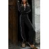 imageBTFBM Womens Two Piece Tracksuit Fall 2025 Long Sleeve Zip Up Sweatshirt Long Pants Outfits Jogger Sweatsuit SetsSolid Black