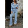 imageBTFBM Womens Two Piece Tracksuit Fall 2025 Long Sleeve Zip Up Sweatshirt Long Pants Outfits Jogger Sweatsuit SetsSolid Blue