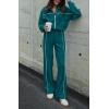 imageBTFBM Womens Two Piece Tracksuit Fall 2025 Long Sleeve Zip Up Sweatshirt Long Pants Outfits Jogger Sweatsuit SetsSolid Blue Green