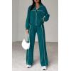 imageBTFBM Womens Two Piece Tracksuit Fall 2025 Long Sleeve Zip Up Sweatshirt Long Pants Outfits Jogger Sweatsuit SetsSolid Blue Green