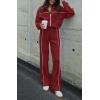 imageBTFBM Womens Two Piece Tracksuit Fall 2025 Long Sleeve Zip Up Sweatshirt Long Pants Outfits Jogger Sweatsuit SetsSolid Brick Red