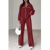 imageBTFBM Womens Two Piece Tracksuit Fall 2025 Long Sleeve Zip Up Sweatshirt Long Pants Outfits Jogger Sweatsuit SetsSolid Brick Red