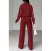 imageBTFBM Womens Two Piece Tracksuit Fall 2025 Long Sleeve Zip Up Sweatshirt Long Pants Outfits Jogger Sweatsuit SetsSolid Brick Red