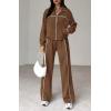 imageBTFBM Womens Two Piece Tracksuit Fall 2025 Long Sleeve Zip Up Sweatshirt Long Pants Outfits Jogger Sweatsuit SetsSolid Brown