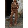 imageBTFBM Womens Two Piece Tracksuit Fall 2025 Long Sleeve Zip Up Sweatshirt Long Pants Outfits Jogger Sweatsuit SetsSolid Brown